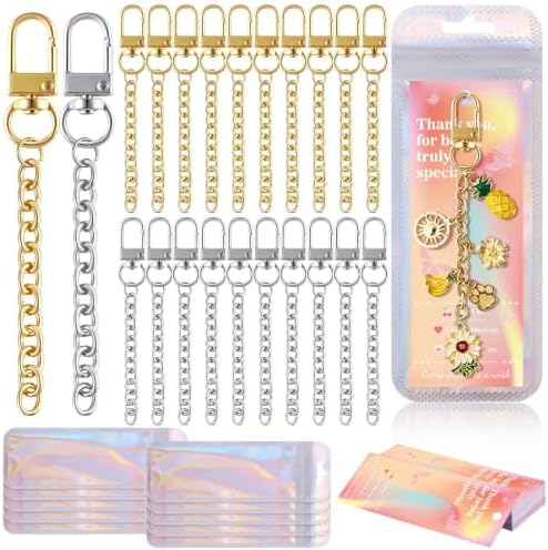 Wurosi 20 Pcs Metal Keychain Making Kit, Gold & Silver