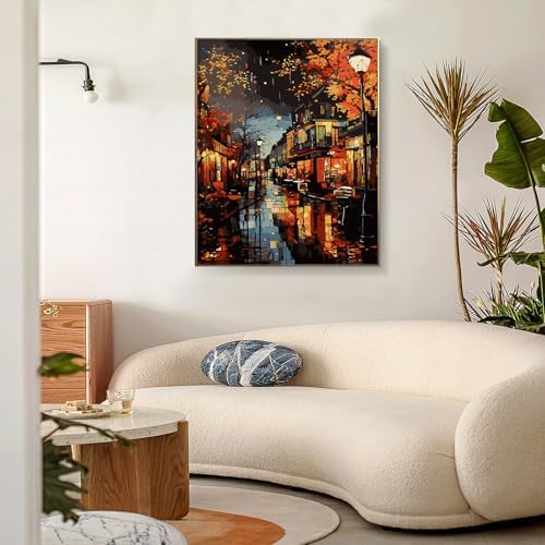 PRASIO Framed Paint by Numbers Kit for Adults Beginner, Landscape Adult Paint by Number Kits on Canvas Framed, DIY Acrylic Watercolor Oil Paint by Numbers with Frame for Gift Home Decor 16x20 Inch