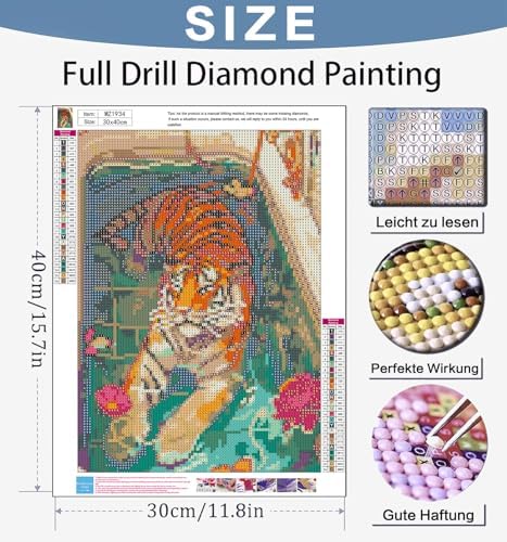 Benjenes Tiger Diamond Art Kits for Adults, Diamond Painting Kits
