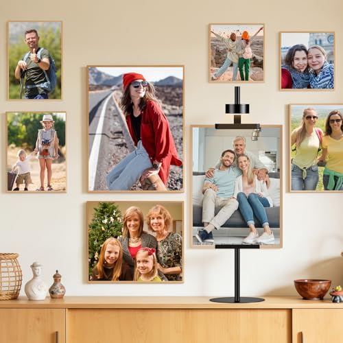 SelfTek Adjustable Desktop Photo Picture Frame Holder Stand with Magnetic Wall Painting Light - Metal Vertical Stand with 4 Color Temperature, Display Stand for Picture Frames, Artwork, Canvas