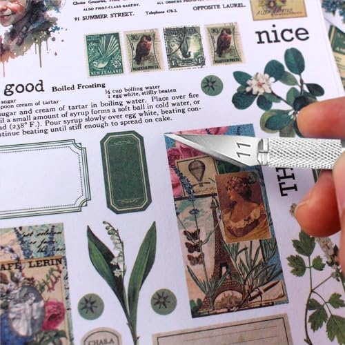 900+ Pieces Vintage Stickers for Scrapbooking, 50 Sheets Precut Washi Stickers Book for Scrapbooking, Scrap Book for Junk Journal Supplies DIY Crafts, Collage, Photo Album