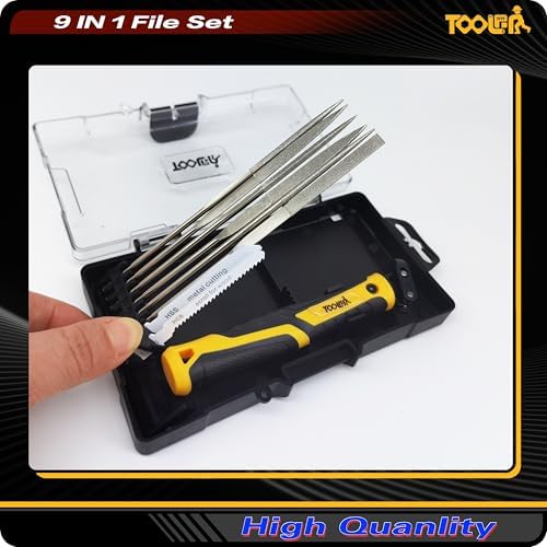 TOOLAN: 8-In-1 Needle File & Saw Set With Storage box, 6 pcs Small Diamond Files, for Metal, Jewlers, Wood, Leather and Plastic, Ergonomic Designed Handle With Quick Change Mechanism
