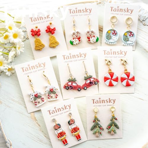 Tainsky 27 Shapes Christmas Polymer Clay Cutters, Winter Clay Cutters for Polymer Clay Jewelry Making