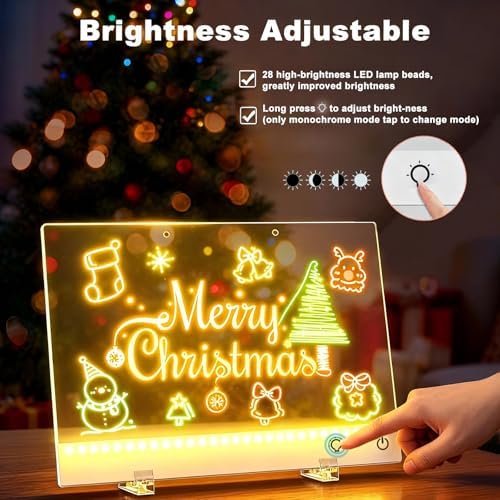 Led Drawing Board with 13 Light Effects, 17" Rechargeable Glow Doodle LED Note Board with Colors, Neon Light Up Drawing Tablet Gifts for Kids for Education Birthday Christmas Gift Ideas
