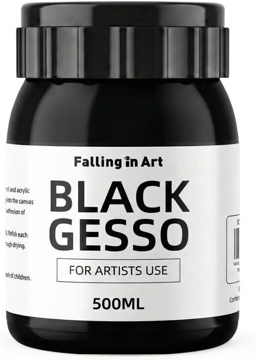 Falling in Art 16.9 Oz Black Gesso Primer for Acrylic &Oil Painting