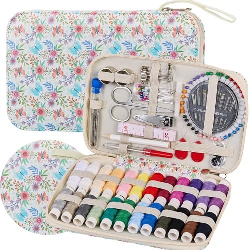 Bobode Printing Floral Travel Sewing Kit with 130 PCS Sewing Accessories