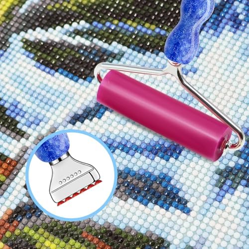 Diamond Painting Pen Kit - 7 Metal Tip Diamond Art Tools, 5D Diamond Painting Accessories for Adults Beginners, Resin Pen with Straight/Bent/Flat/Roller Nibs, Tray & Clay