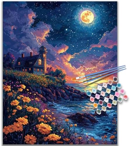 Kalonyth Landscape Paint by Numbers Kit for Adults, 16x20 inch, No Framed