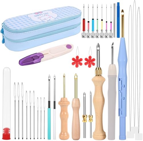 35Pcs Punch Needle Kit Adult Beginner, Adjustable Punch Needle Tool