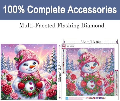 ijbnhd Christmas Snowman Diamond Art Kits for Adults 14X14 in