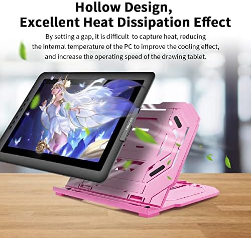 Drawing Tablet Stand, Laptop Foldable Stand for Tablet Display, 9 Levels Adjustable Angles with a Built-in Phone Holder, for 12-17 inch Drawing Tablet, Smartphones