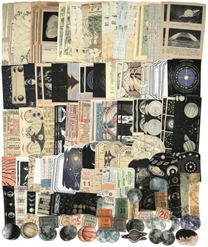 Esweny 200PCS Vintage Scrapbooking Supplies Kit for Journaling, Scrapbook Sticker Paper Pack for Junk Journal Planners Aesthetic Cottagecore Room Decor Wall Art Collage Album