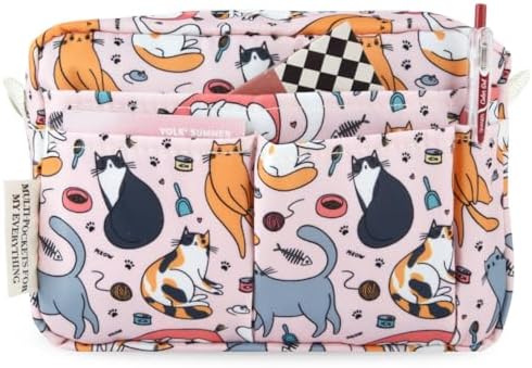 Multiple Pockets Portfolio Organizer with Zippered,Storage Pencil Pouch Bag