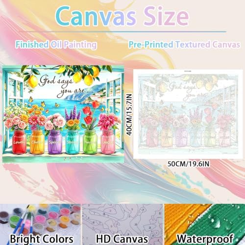 WULINHUAFA Inspirational Paint by Numbers Adults Beginner 16x20 Inch | Scenery and Flowers Adult Paint by Number Kits, DIY Acrylic Oil Painting by Numbers for Gifts Home Wall Decor Without Frame