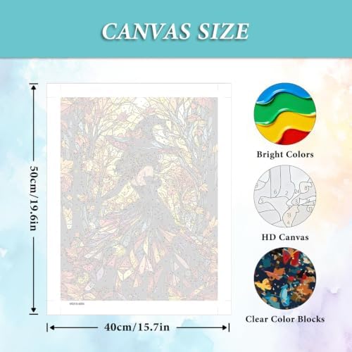 Halloween Stained Glass Witch Paint by Numbers Kit for Adults 16 X 20 Inch