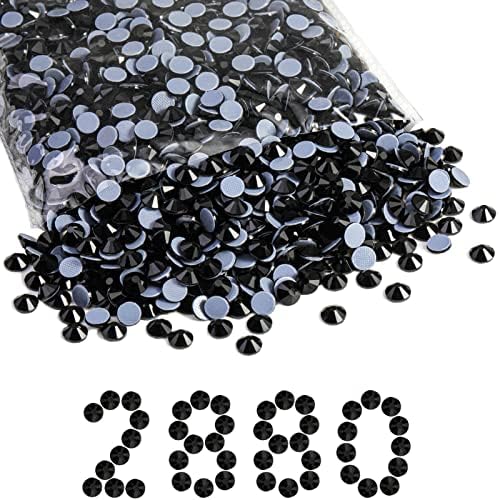 Beadsland Hotfix Rhinestones Bulk, Jet Black, SS30, 2880pcs