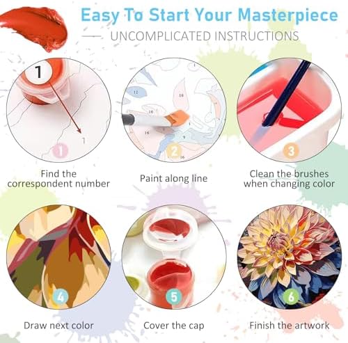Paint by Numbers Kit for Adults, Flowers DIY Acrylic Canvas Painting Set