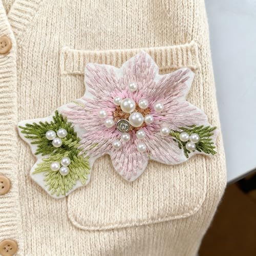 8 Pack Embroidery Flower Beaded Patches – Handmade Embroidered Sew On Appliques, Assorted Floral Designs, Decorative Embellishments for Clothing, Hats, Bags, Jeans, Hair Accessories & DIY Crafts
