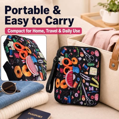 LEIYULY Sewing Kit for Adults, Needle and Thread Kit, Sewing Supplies (128_Black)