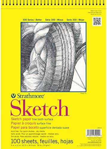 Strathmore 300 Series Wire Bound Sketch Pad, 50 lb. Paper, 9 X 12 inches, 100 Sheets (350-9)