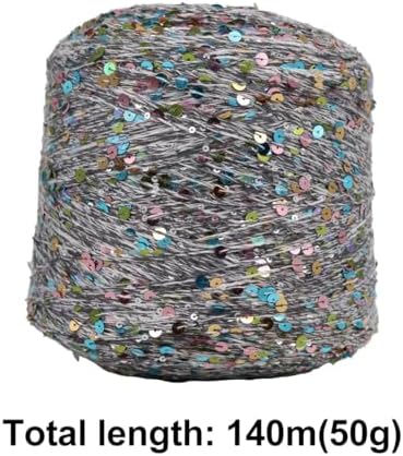 ECYC Ltd 153 Yards Cotton Sequin Yarn, Sparkle Sequin Thread for Knitting & Crocheting, DIY Craft Projects