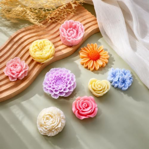 9 Pcs Flower Molds Silicone Candle Molds for Candle Making