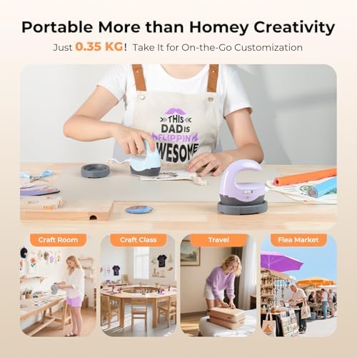 HTVRONT Heat Press Mini Heat Press Machine, Mini Iron for Crafts | Heats Up Quickly & 3 Heat Setings, Perler Beads Iron, Small Heat Press Machine for T Shirts, Hats