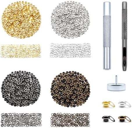 SEMINI 800 Sets 4 Colors 3.5mm Grommet Eyelet Kit with Install Tool Kit