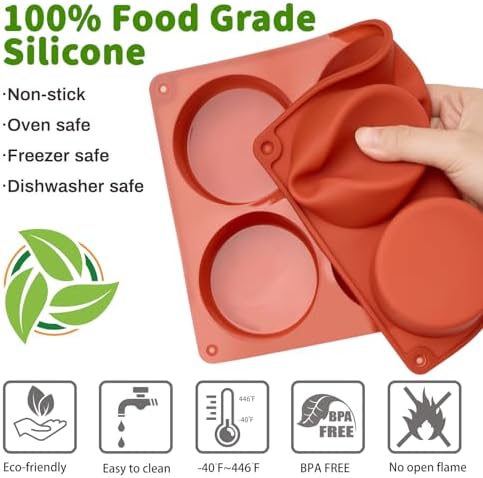 JOERSH Silicone Egg Bite Molds, 3 Inch, 2 Pack