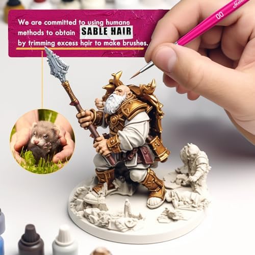 Kolinsky Sable Brushes, Golden Maple Miniature Paint Brushes Professional Artist Brush Set, Fine Detail Paint Brushes for Model Figures, Watercolor, Acrylic and Miniature Painting
