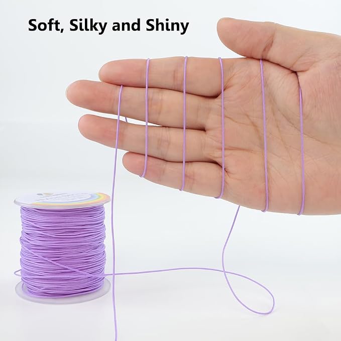LUSTEMBER 0.8mm Nylon String, Strong Bracelet String, Durable Nylon Cord for Jewelry Making, Bracelets, Beading, Necklaces, Rattail Braiding, Kumihimo, Wind Chimes, Blinds and Handicrafts