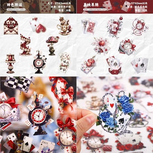 96-Piece Vintage Playing Card Stickers for Junk Journaling