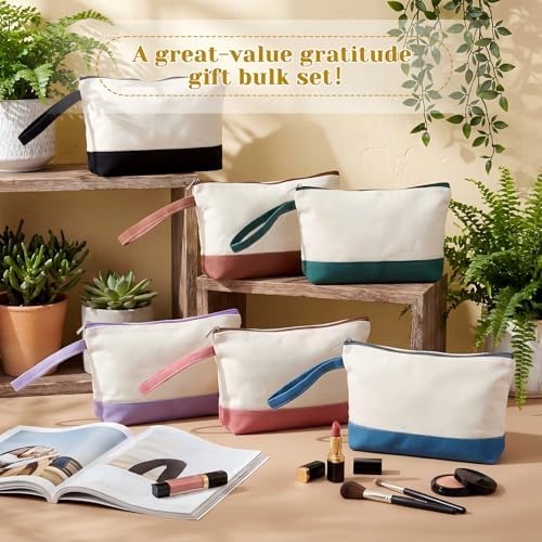 12 Pcs Blank Canvas Makeup Bags with Zipper DIY Craft Morandi Cosmetic Bags Bulk Heat Transfer Travel Toiletry Pouch for Women Colleagues Friends Christmas Vacation (Morandi)