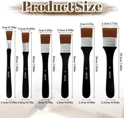 Ouligay 6PCS Large Craft Paint Brushes Wide Flat Paint Brushes for Acrylic Painting Set Nylon Paintbrushes Artist Paint Brushes for Acrylic, Oil, Body, Facial Mask Assorted Size