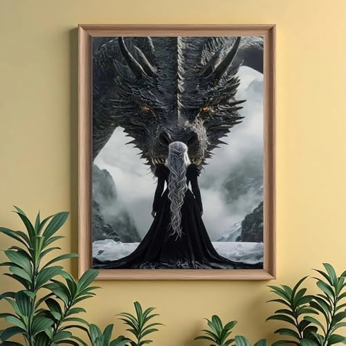 Dragon Diamond Art Kits for Adults Beginners, 5D DIY Diamond Painting Kits, Full Round Drill Diamonds Dots Gem Art Crystal, Home Wall Decor 12X16 Inch