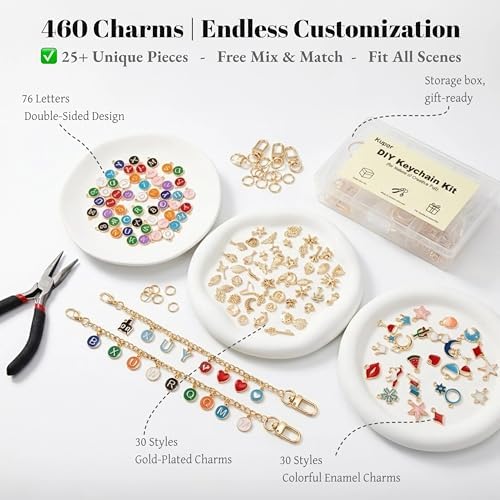 460PCS Keychain Kit, Rich Enamel Themes, Greeting Cards Included, Beginner