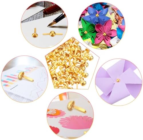 Hotop 500 Pcs Brad for Paper Crafts Metal Paper Fasteners, Golden