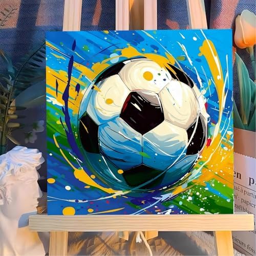 Reivworl Framed Soccer Paint by Numbers Kit for Adults Beginner 10×10 inch