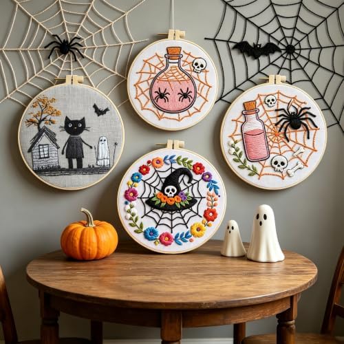 Embroidery Kit for Beginners & Adults with Spider Web Pattern