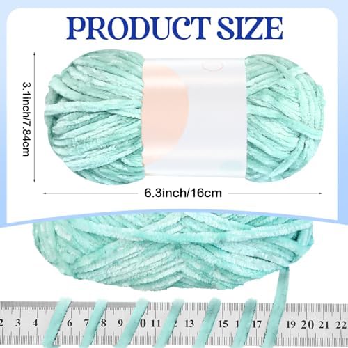 Woanger 20 Skeins Chenille Yarn Bulk for Crochet Knit 2000g, Blue Tone