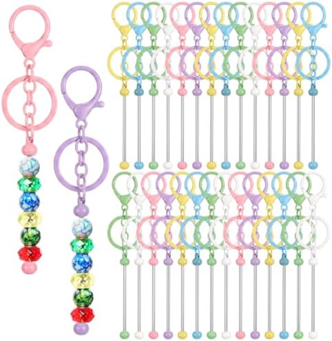 30Pcs Blank Beadable Keychain Bars Bulk Blank Metal Keychain