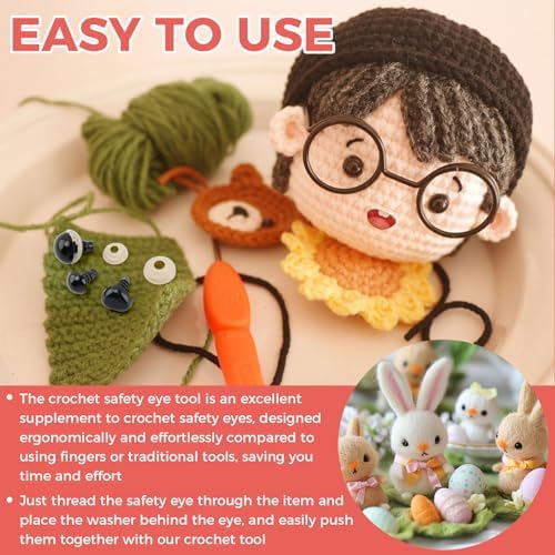 Safety Eye Tool, Crochet Auxiliary Tool Kit with 1150 Pcs Safety Eyes