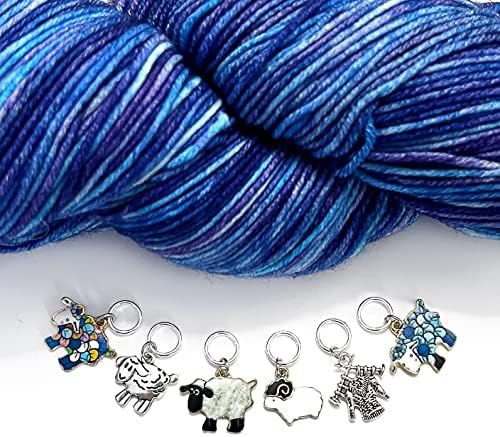 Pretty Warm Designs Sheep Stitch Markers & Storage Tin, Snag Free Set of 6
