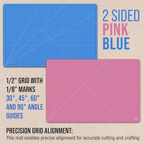 U.S. Art Supply 40"x60" Self-Healing Cutting Mat 5-Ply Pink/Blue