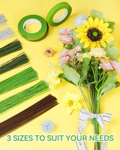 100 PCS FIVEIZERO 18 Gauge White Floral Wire Stems for Artificial Flower Making,Florist Wire,Flower Wires for Crafts,Alambre para Flores for Wreaths, Flower Arrangements and DIY Projects