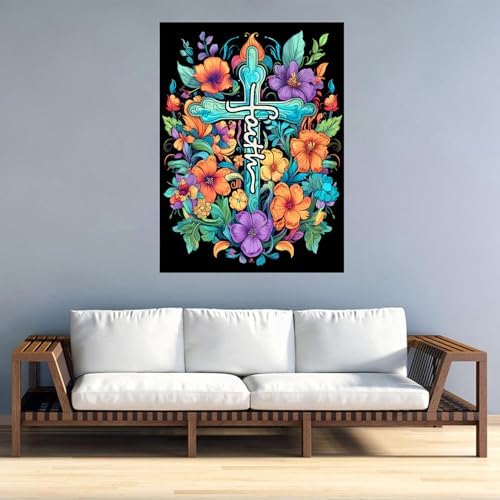 Diamond Art Kits for Adults Cross Flowers Diamond Painting Kit 12x16in
