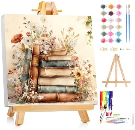 Reivworl Framed Book Paint by Numbers Kit for Adults Beginner 10×10 inch