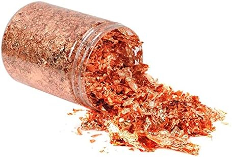 Rose Gold Schabin Flakes, 10g Copper Metallic Foil Flakes ，for Nail Art, Painting, Crafts, Slime and Resin Jewelry Making ， DIY Crafts，Resin Jewelry Making ﻿