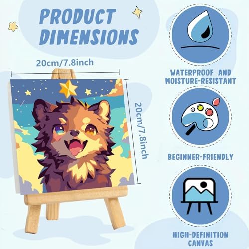 XTCIXAL Paint by Numbers Kit for Kids with Frame, Wolf, 8X8 inch