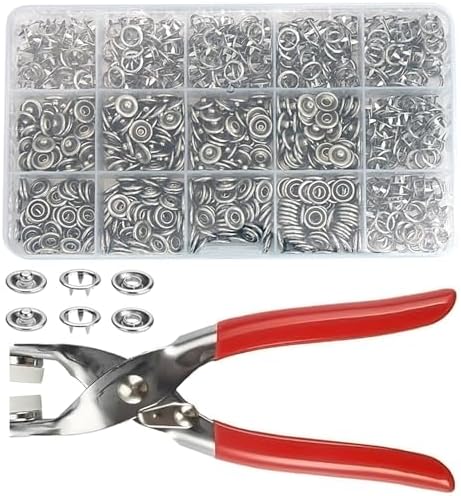 200 Sets Snaps for Fabric, Metal Snaps Buttons with Fastener Pliers Press Tool Kit for DIY Crafting, Clothing, Buttons for Clothes Sewing (9.5mm)